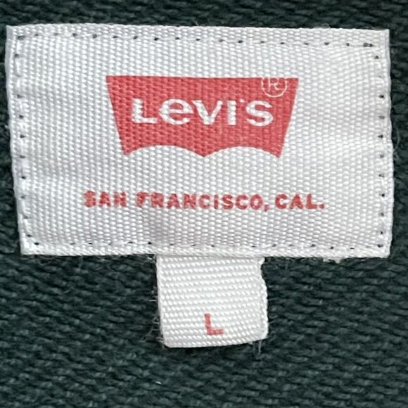 Levis Hoodie Mens Large Green Pullover Color Block Logo Long Sleeve Sweatshirt - Picture 2 of 15